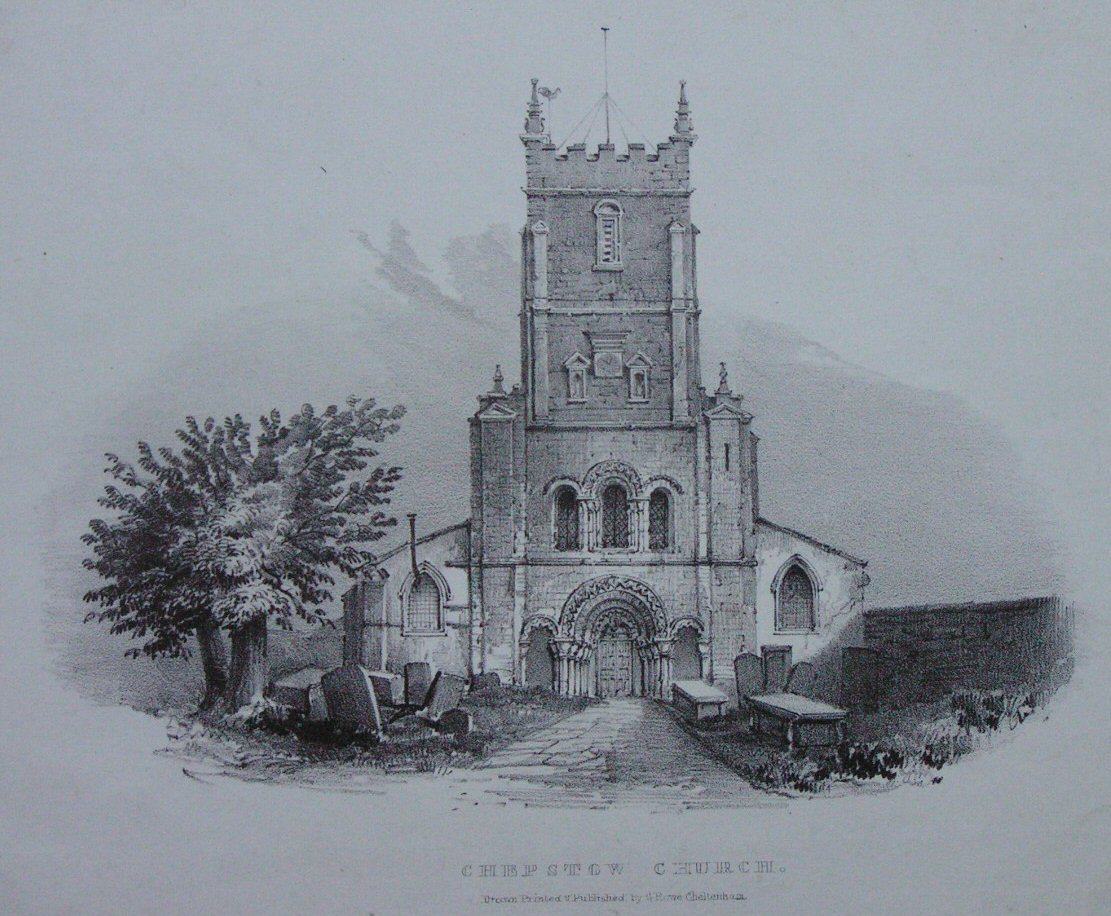 Lithograph - Chepstow Church. - Rowe